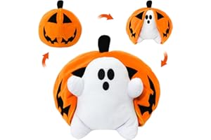 GYNAKJ Halloween Pumpkin Ghost Plush Toy with Zipper – Cute Jack-o’-Lantern Ghost Pillow Decoration – Soft and Cuddly for Boys and Girls Plush Toy (Halloween Plush-A)