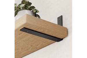 WEKIS 6-Pack Heavy Duty 12-Inch Black Shelf Brackets, L Shelf Bracket 12 Inch for Floating Shelves, 1/5-Inch Thick