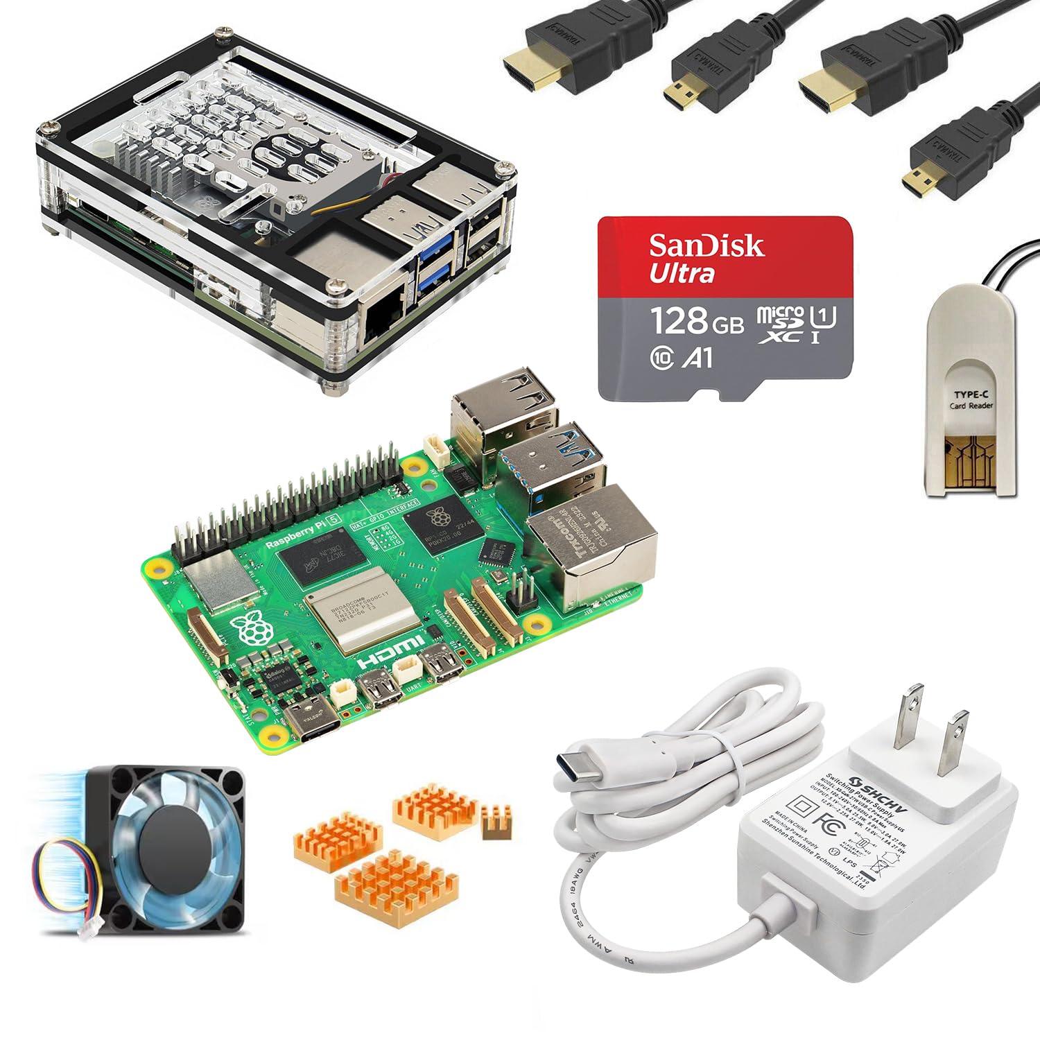 MarsKit Raspberry Pi 5 Starter Kit -128GB Edition/Raspberry Pi 5 (8GB ...
