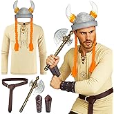 Jococs Viking Costume Set Barbarian Warrior Costume Viking Hat Medieval Dress Up Cosplay Themed Parties