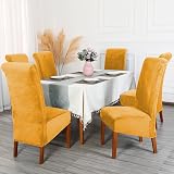 CMAKER Velvet Dining Chair Covers Large Stretch Slipcovers Set of 4 Gold view 2