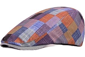 Wovanoo Newsboy Cap Plaid Lingge Print Flat Caps for Men Ivy Adjustable Gatsby Golf Berets Hat