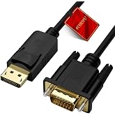 Foboiu Display Port to VGA Cable 6FT, DP to VGA Adapter Male to Male | Displayport to VGA Cord Converter for Computer, Monitor, TV, Projector (Not Bidirectional,Not Compatible with HDMI or USB)