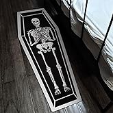 FRAMICS Halloween Coffin Skeleton Bat Runner Rug for Hallway, Kitchen, Indoor Outdoor - Black Non-Slip Washable With Rubber Back, 20 x 59 Inch