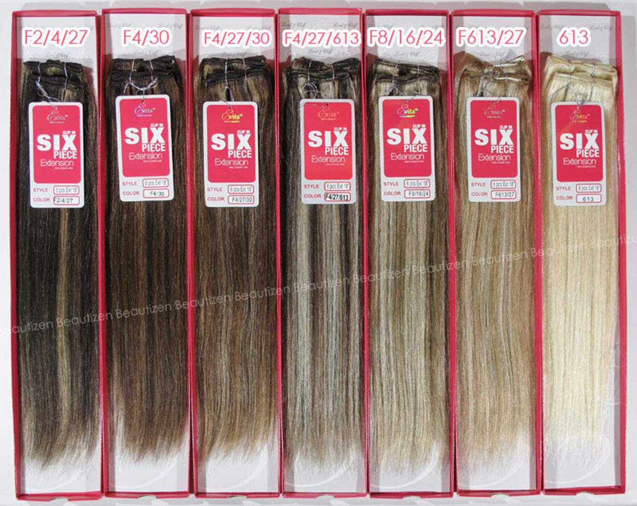 EVITA SIX PIECE STRAIGHT HUMAN HAIR CLIP IN EXTENSION 18