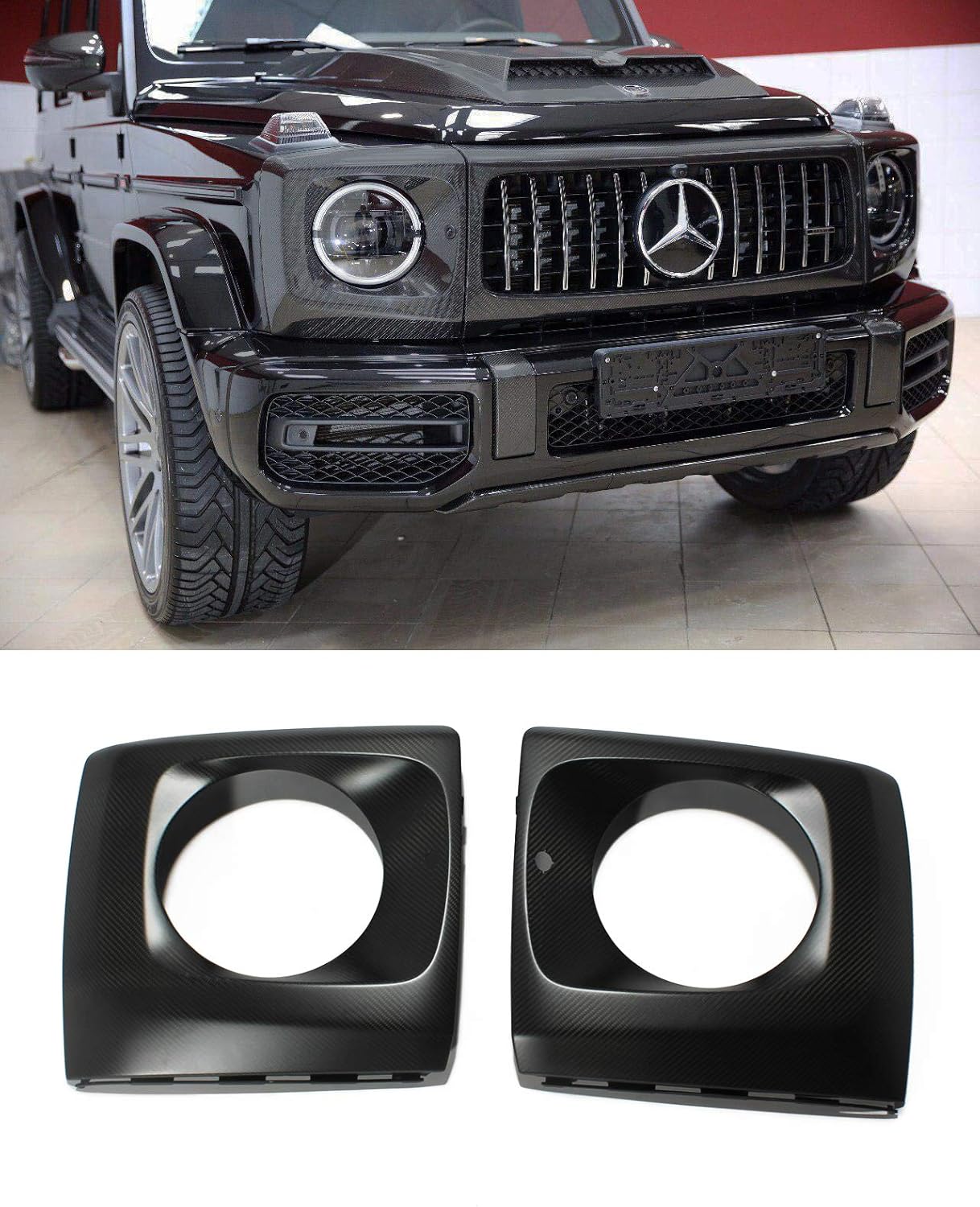 Amazon Com G Wagon Matte Black Carbon Fiber Headlight Cover Set 2
