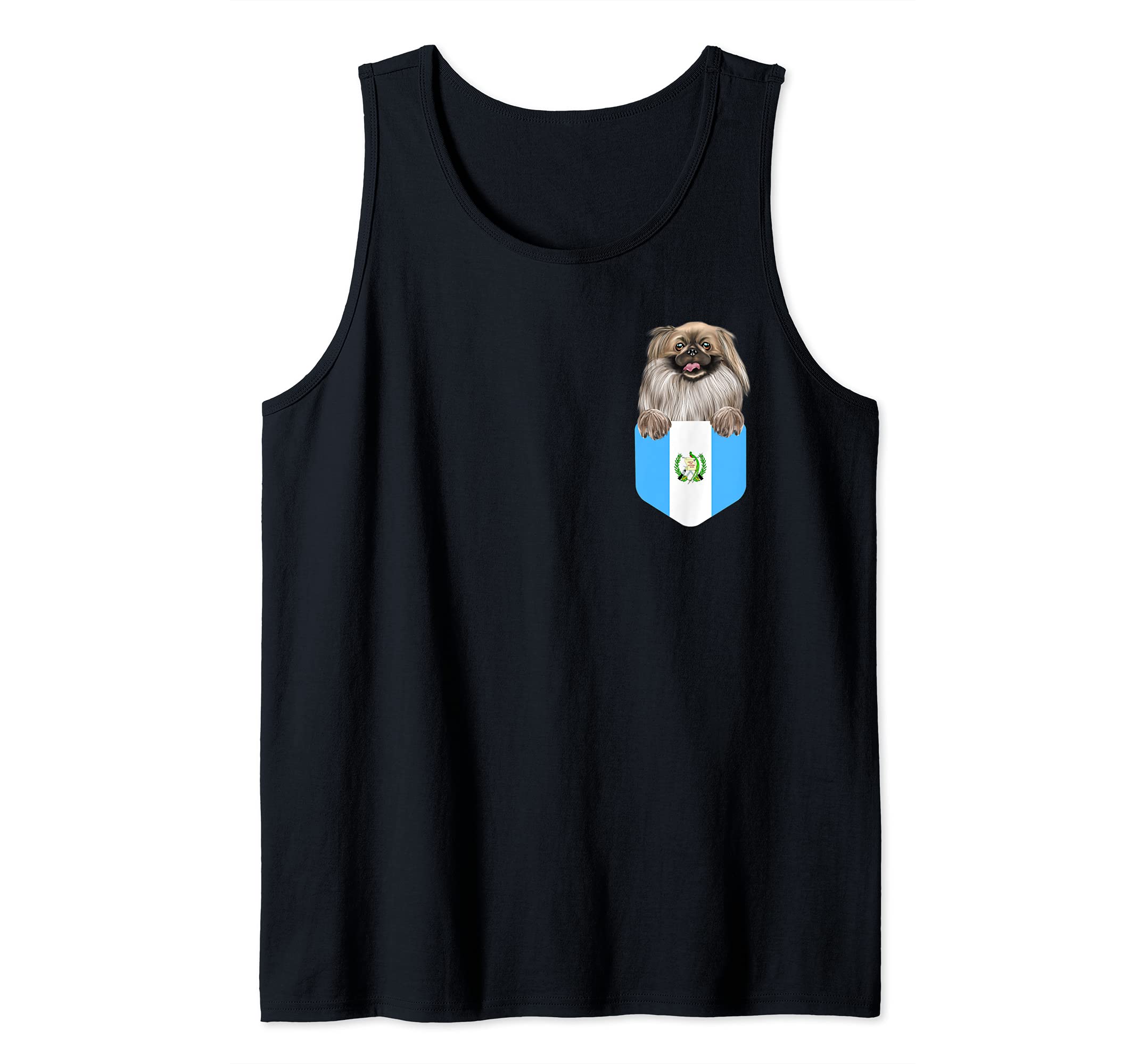 Guatemala Flag Pekingese Dog In Pocket Tank Top