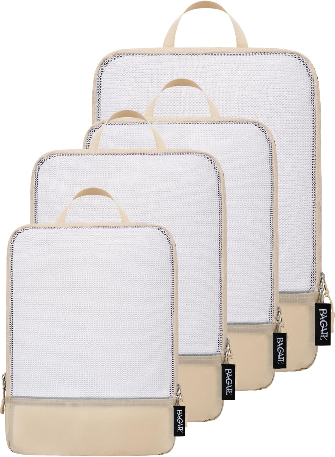 Photo 1 of BAGAIL 4 Set/6 Set Ultralight Compression Packing Cubes Packing Organizer for Travel Accessories Luggage Suitcase Backpack(70D 4Set Mesh Beige)
