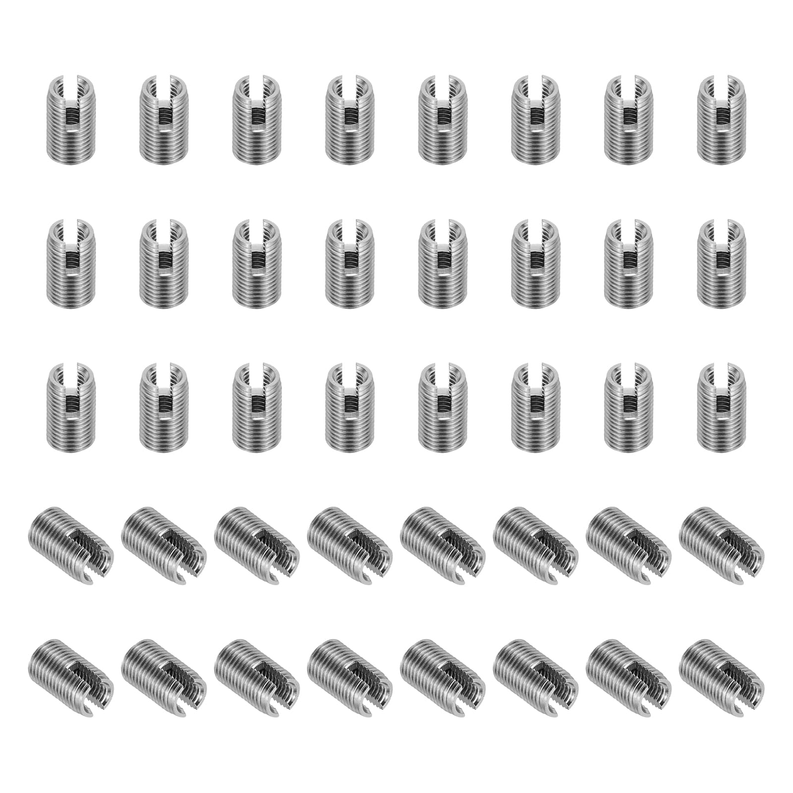 PATIKIL Self-Tapping Threaded Inserts, 40 Pcs M3 x M5 x 8mm 303 Stainless Steel Thread Adapter Reducer Slotted Screw Repair Inserts Nuts Sleeve — image 1