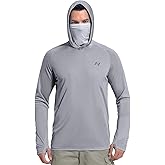 isnowood Sun Shirt UPF 50+ Men's Fishing Long Sleeve UV Protection Hoodie Hiking Rash Guard Swimming Running