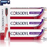 Corsodyl Gum Care Bundle: 3x Ultra Clean Toothpaste & Soft Toothbrush view 1