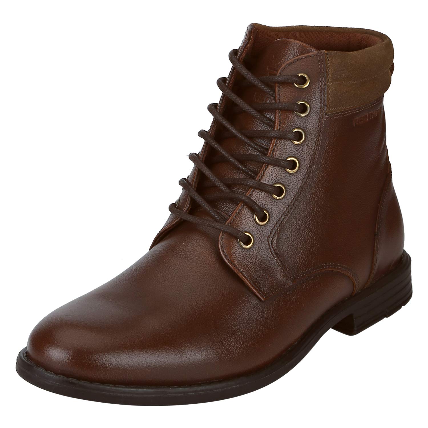 red tape tan derby boots