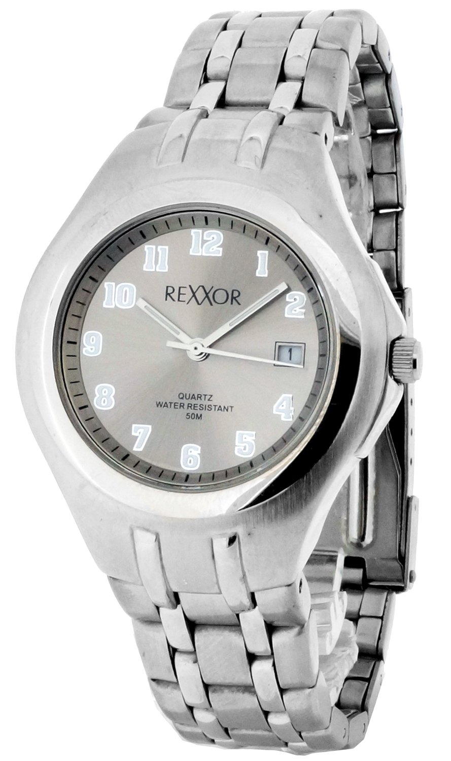 Rexxor Men's Quartz Watch with Black Dial Analogue Display and Silver Stainless Steel 242-7106-88