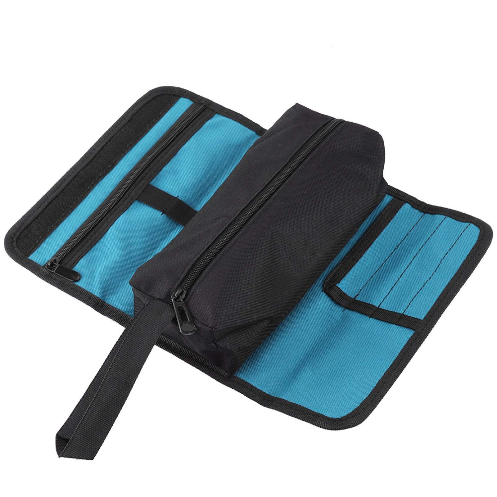 Tool Roll Bag,600D Oxford Cloth Foldable Tool Bag Electricians Tool Storage Holder Organizer Roll Bag with zipper,Tool Roll Up Pouch for Craftsman Electricians Gardener