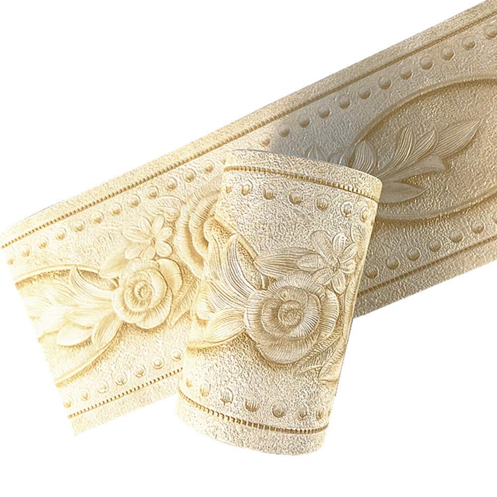 no-branded D-Simplemuji Yellow Peony 3D Self Adhesive Peel and Stick Waterproof Wall Border Easy to Apply 10CM by 5M