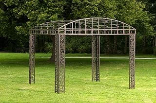 CLP Luxus Pavillon Klassik Aus Pulverbeschichtetem Eisen I Pavillion Mit Stilvollen Verzierungen I Garten Rankpavillon, Farbe:Bronze