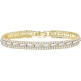 Poemmoon Tennis Bracelets for Women, 18K Gold Plated Classic Gold Bracelet, Lightweight Gold Tennis Bangle Bracelets with Cubic Zirconia