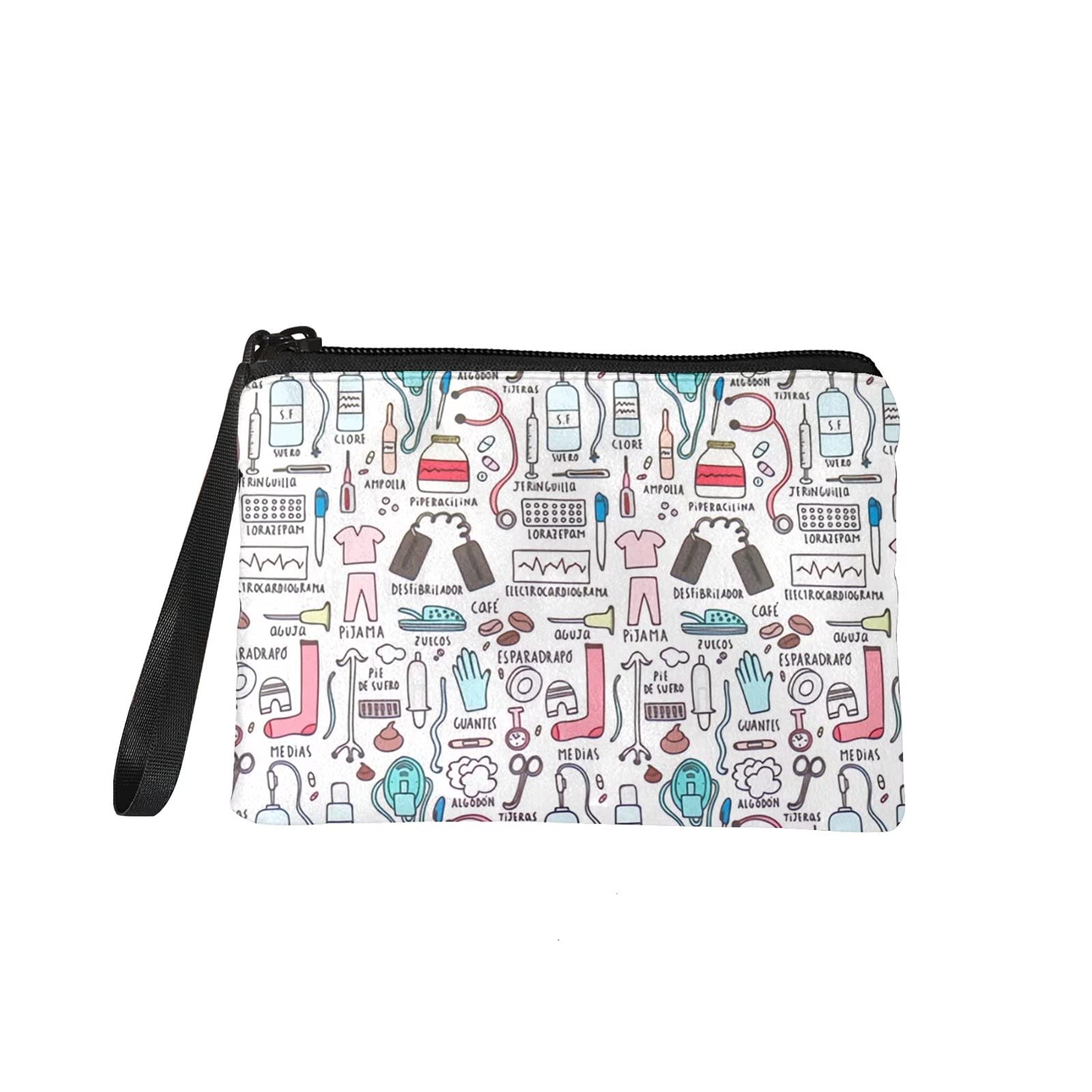 chaqlin Womens Coin Purse Change Cash Bag for Nurse Gifts Flannel Mini Wallet Pouch Make up Bags Pencil Case