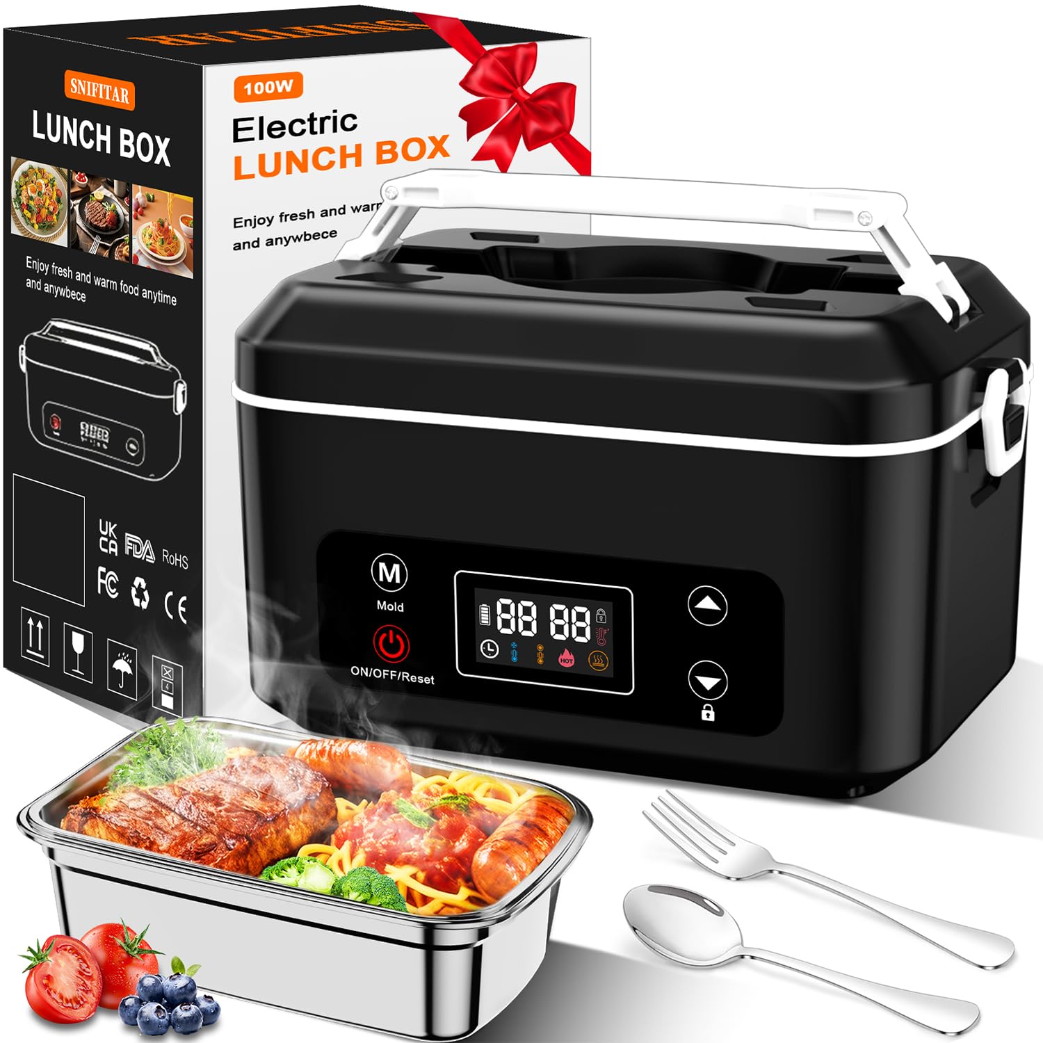Photo 1 of Cordless Electric Heated Lunch Box,Pro 24000mah Heated Lunch Box,Battery Powered, 1.2L Portable Food Heater-3D-5 Side Heating-Intelligent Temperature Control,Suitable For Trucks,Offices,Travel