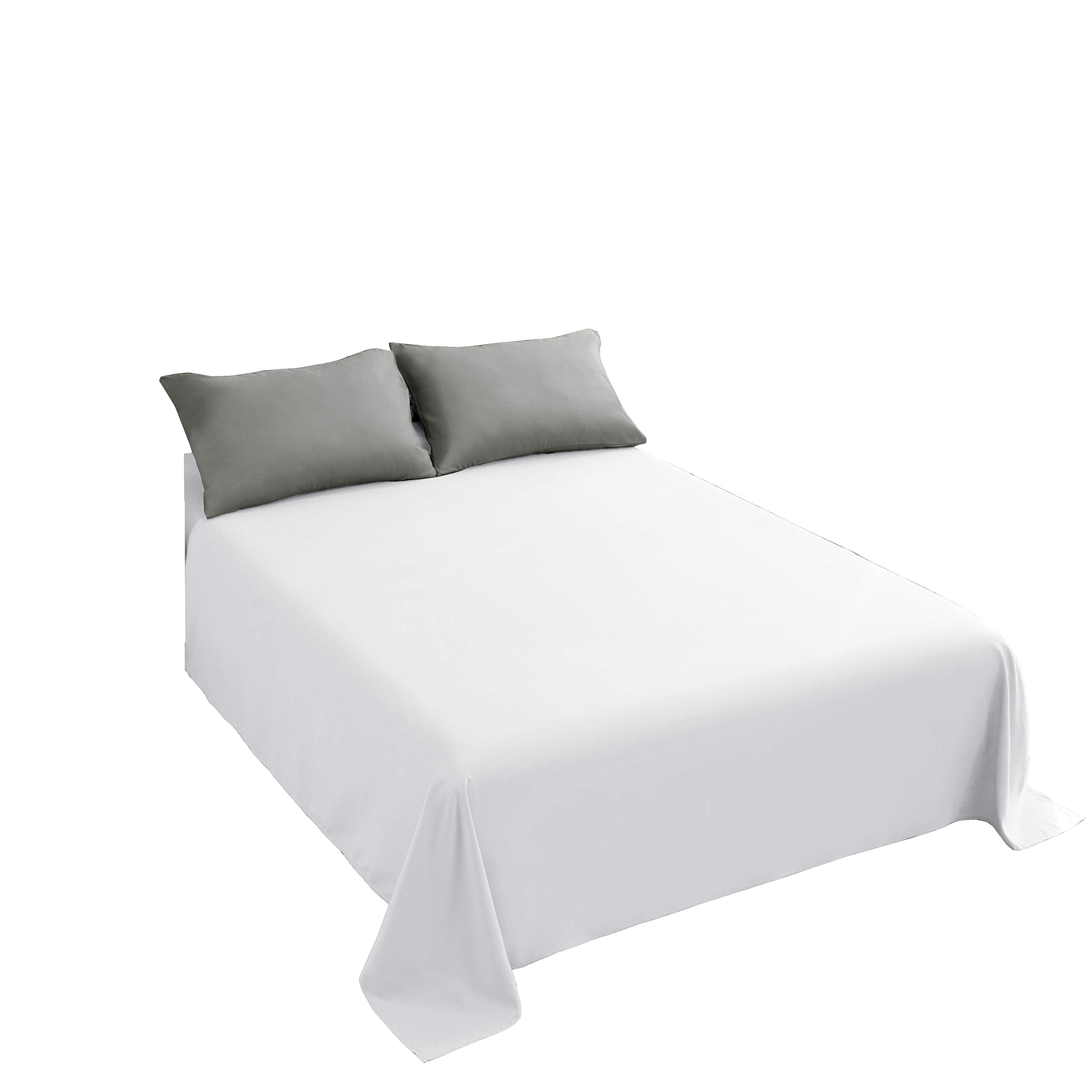 Photo 1 of Sfoothome White Flat Sheet, Ultra Soft and Comfortable Microfiber Top Sheet Full Size