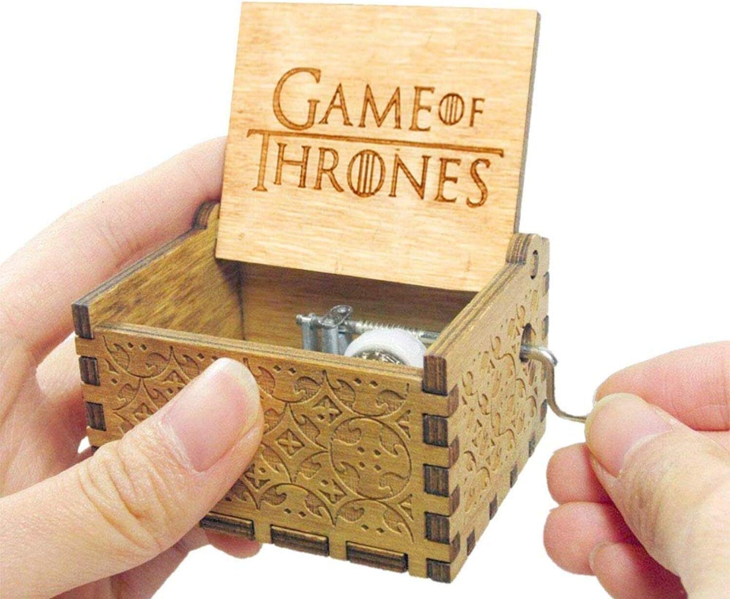 SoundPetal Game of Thrones Music Box | Engraved Antique Carved, Hand Crank Wooden Music Box | Christmas, Birthday & Valentines Day Gift for Kids, Friends, Boys & Girls (Game of Thrones)