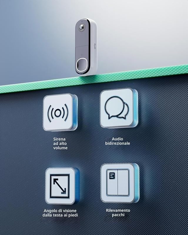 Videocitofono HD con copertura in pelle nera, telecamera di sicurezza esterna wireless, batteria non rimovibile, rilevamento del movimento, audio bidirezionale, visione notturna, prova sicura