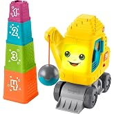 Fisher-Price Count &amp; Stack Crane Baby Learning Toy | Push Along Construction Toy, 4 Blocks, Lights &amp; Educational Songs, Fine &amp; Gross Motor Skills, Infants Ages 9+ months