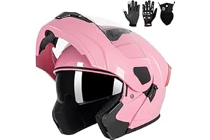 HELMELKIN Adult Modular Motorcycle Helmets, DOT Approved Flip up Dual Visor Full Face Helmet for Men Women Moto ATV UTV Snowmobile ADV Four Wheeler Street Bike with Gloves & Mask