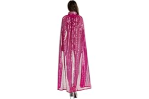 BXT Adult Women Long Maxi Paillette Cosplay Cape Halloween Xmas Party Sequins Cloak