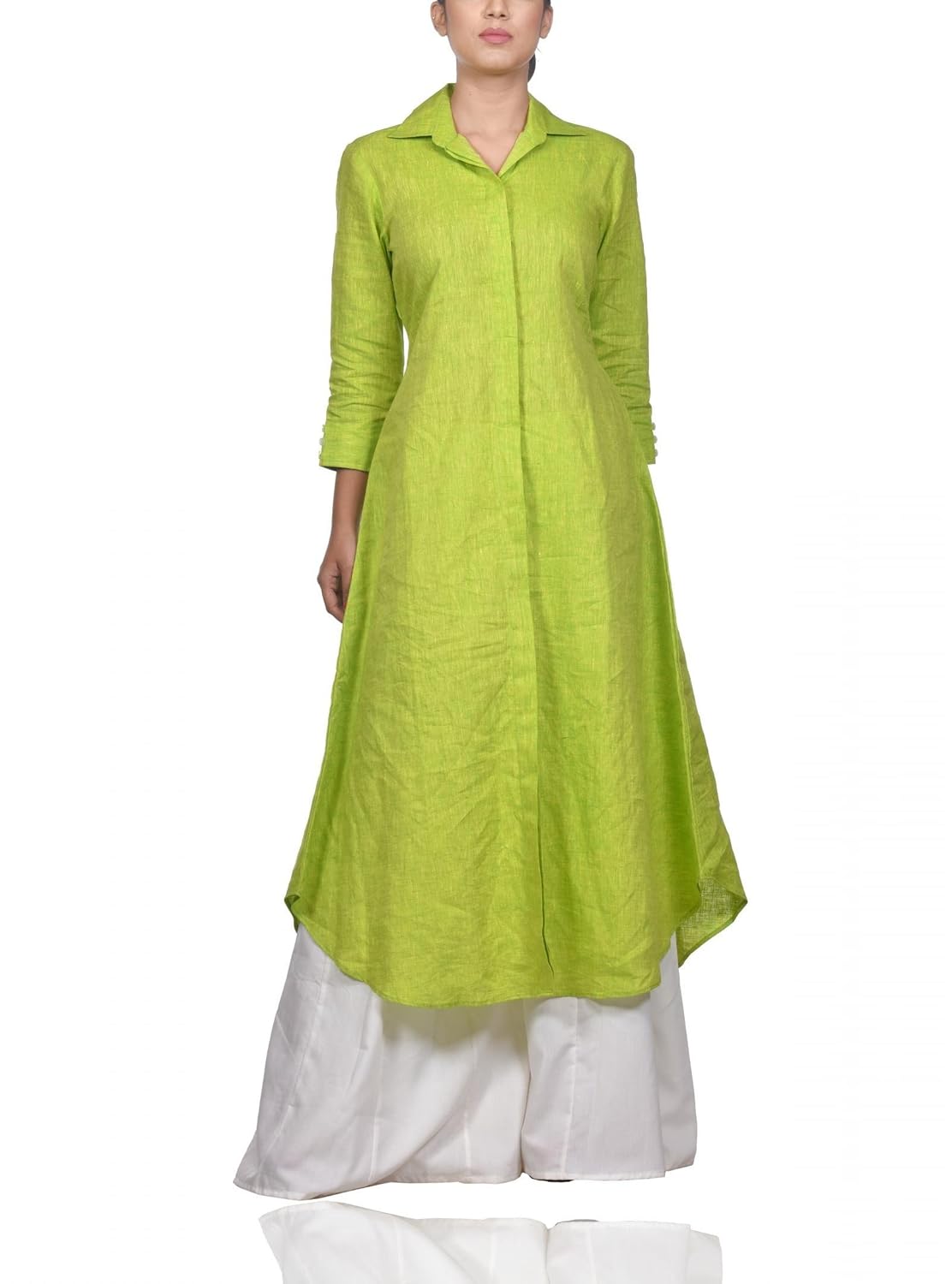 White kurti with green plazo Clearance