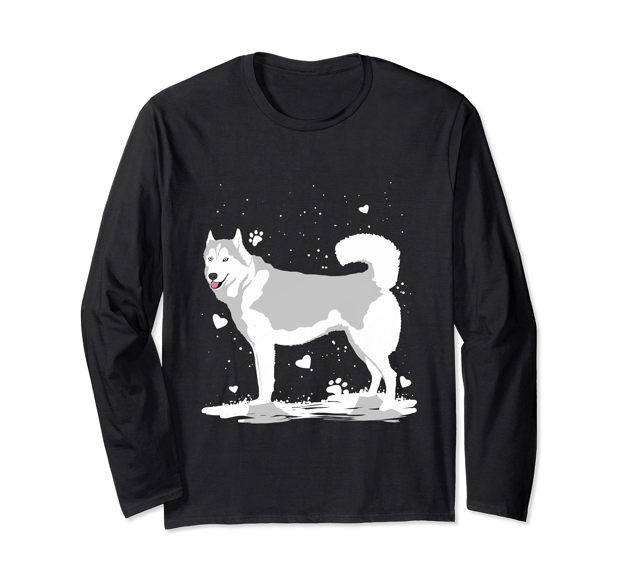 Siberian Husky Dog In Snow Long Sleeve T-Shirt