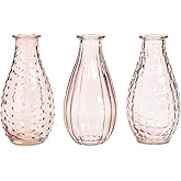 Pink Glass Bud Vases - Wedding, Table Centerpieces and Home Decor - Set of 3 Pieces