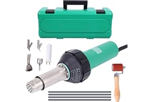 SAMGER S Samger 1600W 110V Hot Air Welder Heating Gun Handheld Hot Air Torch Plastic Welding Gun 40-600℃ Adjustable Temperature for TPO PVC Vinyl Welding Kit with Welding Speed Nozzle Roller Rod Carrying Case