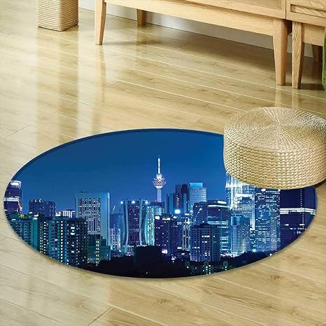 Amazon Com Non Slip Round Rugs Fabric Kuala Lumpur Skyline