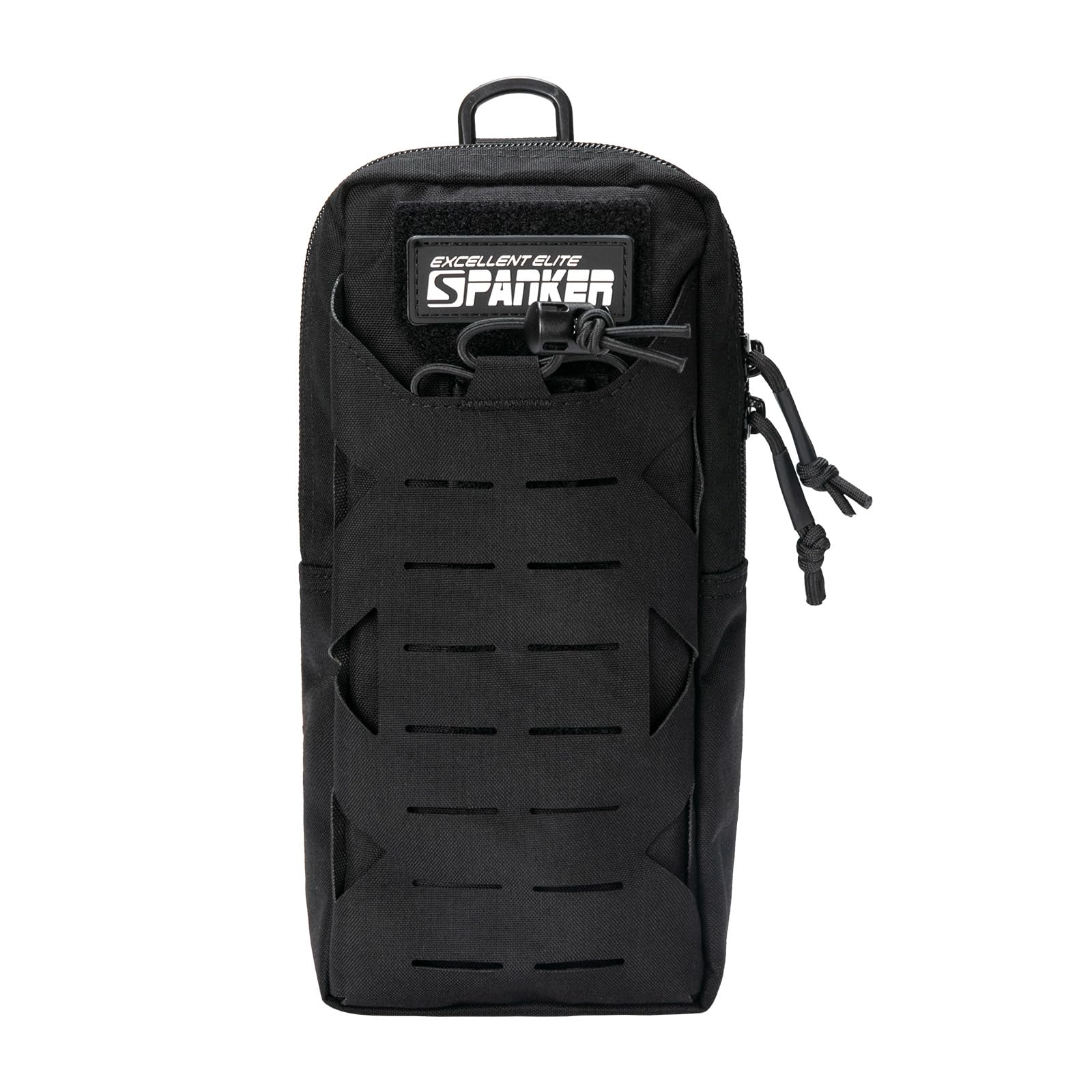 EXCELLENT ELITE SPANKER Tactical Laser Cut Design Molle Pouches Utility Waist Bag Compact EDC Bag Military Utility Pouch for Camping,Hiking,Hunting,Riding（BLK)