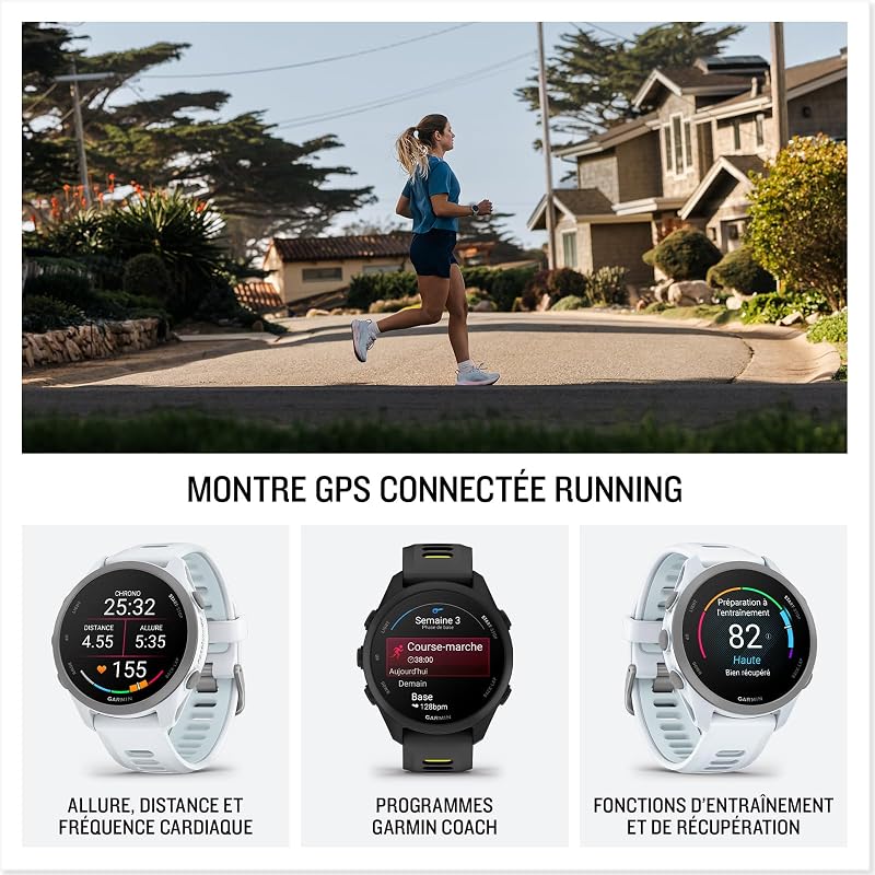 Forerunner 170 - Montres connectées GPS de Running faciles à Utiliser - Blanc - Boîtier 43 mm
