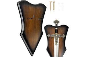 FLURSAILE Sword Wall Mount Vertical Display Holder Adjustable Stand for Arch Medieval Dagger Axe (1 Piece, Large, Brown)