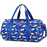 CAMTOP Kids Duffel Overnight Bag Boys Girls Toddler Weekender Carry-On Personalized Tote for Travel Gym Sport (Dinosaur-Dark Blue)