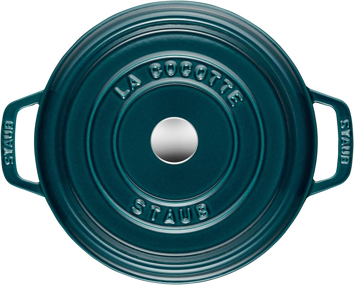 STAUB Cast Iron Roaster/Cocotte, Round, 24 cm, 3.8 L, La Mer - Image 3