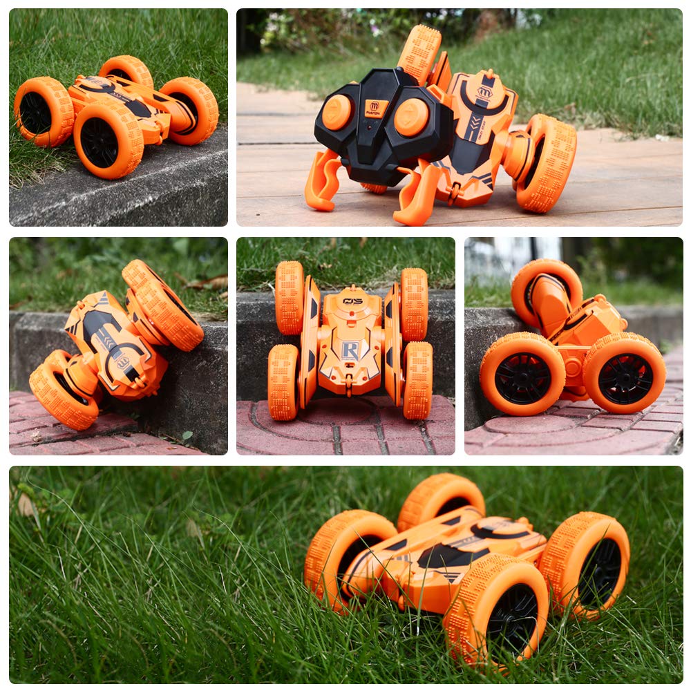 Peradix Voiture Télécommandée Enfant - Rotation à 360 Degrés Jouet, 4WD Stunt Car Radiocommandée 1:28 Scale Course Véhicule avec Batterie Rechargeable