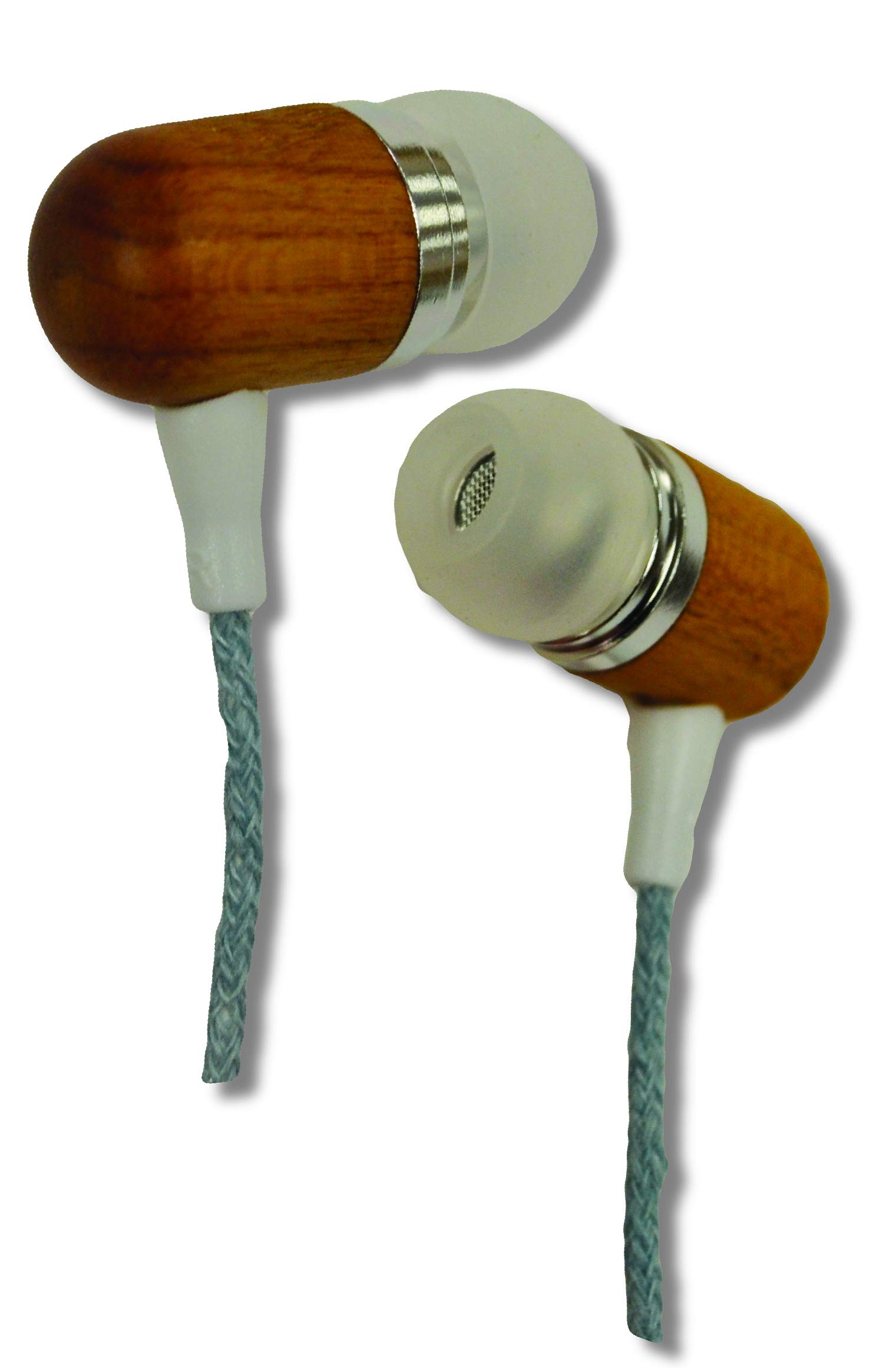 Earth-Budz - Genuine Wood Earbuds, in-Ear Noise-Isolating Headphones, with in-line Microphone. (Blue Skies)