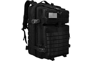 WOLT Military Tactical Backpack for Men 45L Molle Backpack 3 Day Assault Pack Bug Out Bag, Heavy Duty Rucksack for Hiking Gym(Black)