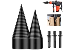 HENGZHE 5PCS Firewood Drill Bit Wood Splitter, Drill Bit Removable Cones Wood Splitting logs bits Heavy Duty Electric Drills Screw Cone Driver Hex + Square + Round 32MM + 42MM