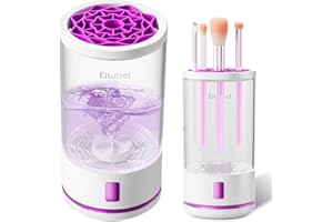 EITABEL Makeup Brush Cleaner Machine, 2 in 1 Makeup Brush Cleanser & Washer, 7000 RPM High-Speed Deep Cleaning, Portable Automatic Cosmetic Brush Cleaner for All Makeup Brush and Sponge, White