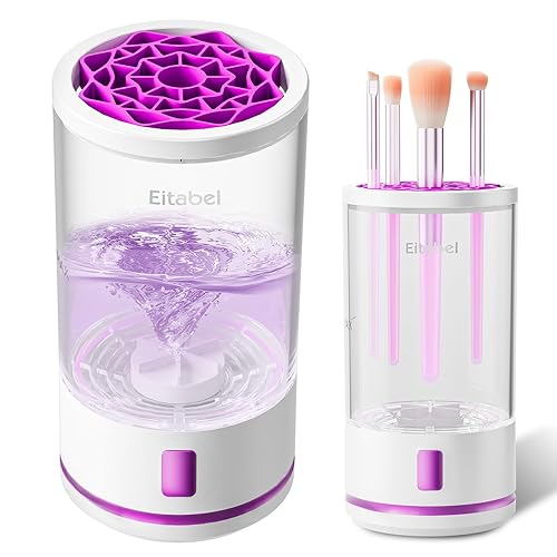 Makeup Brush Cleaner machine, 2 in 1 Makeup Brush Cleanser & Washer, 7000 RPM High-Speed Deep Cleaning, Portable Automatic Cosmetic Brush Cleaner for All Makeup Brush and Sponge, Beige