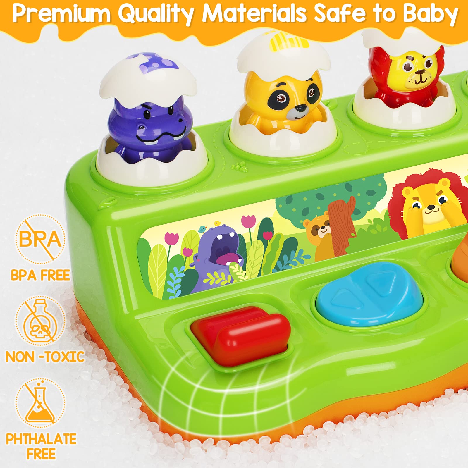 Duchong Toys for 1 Year Old Boys Girls, Interactive Pop up Toy with Music & Light, Early Learning Musical Toys for Toddlers 1-3, Birthday Gifts for Babys Infants 6-9-12-18 Months