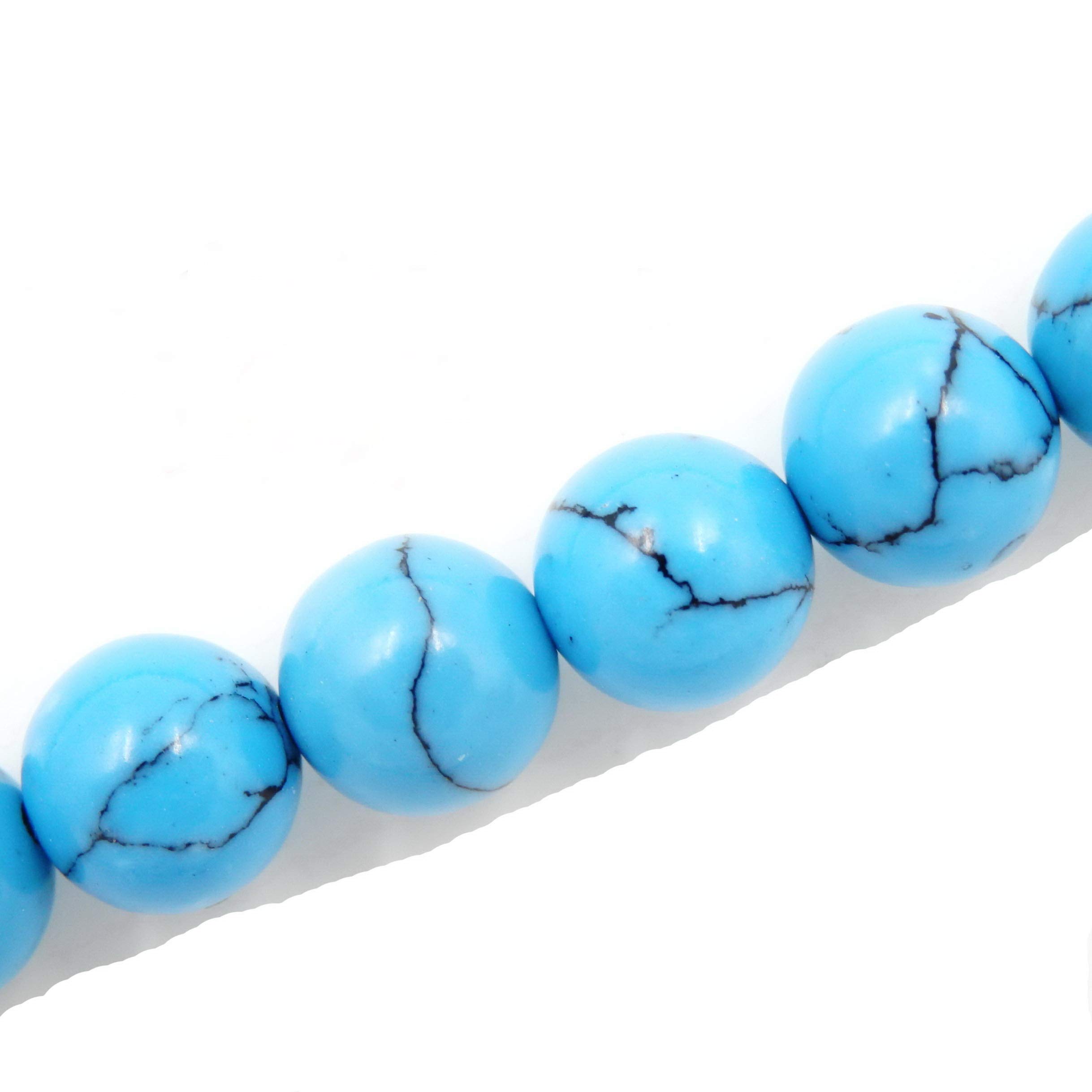 Fukugems Gemstone Beads for Jewelry Making, Sold per Bag 5 Strands Inside (Black Stripe Turquoise Synthetic, 6mm) — image 1