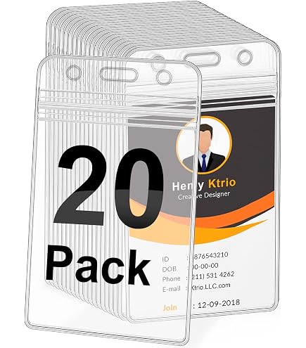 Amazon.com : KTRIO 30 Pack Clear Vertical ID Badge Holder with