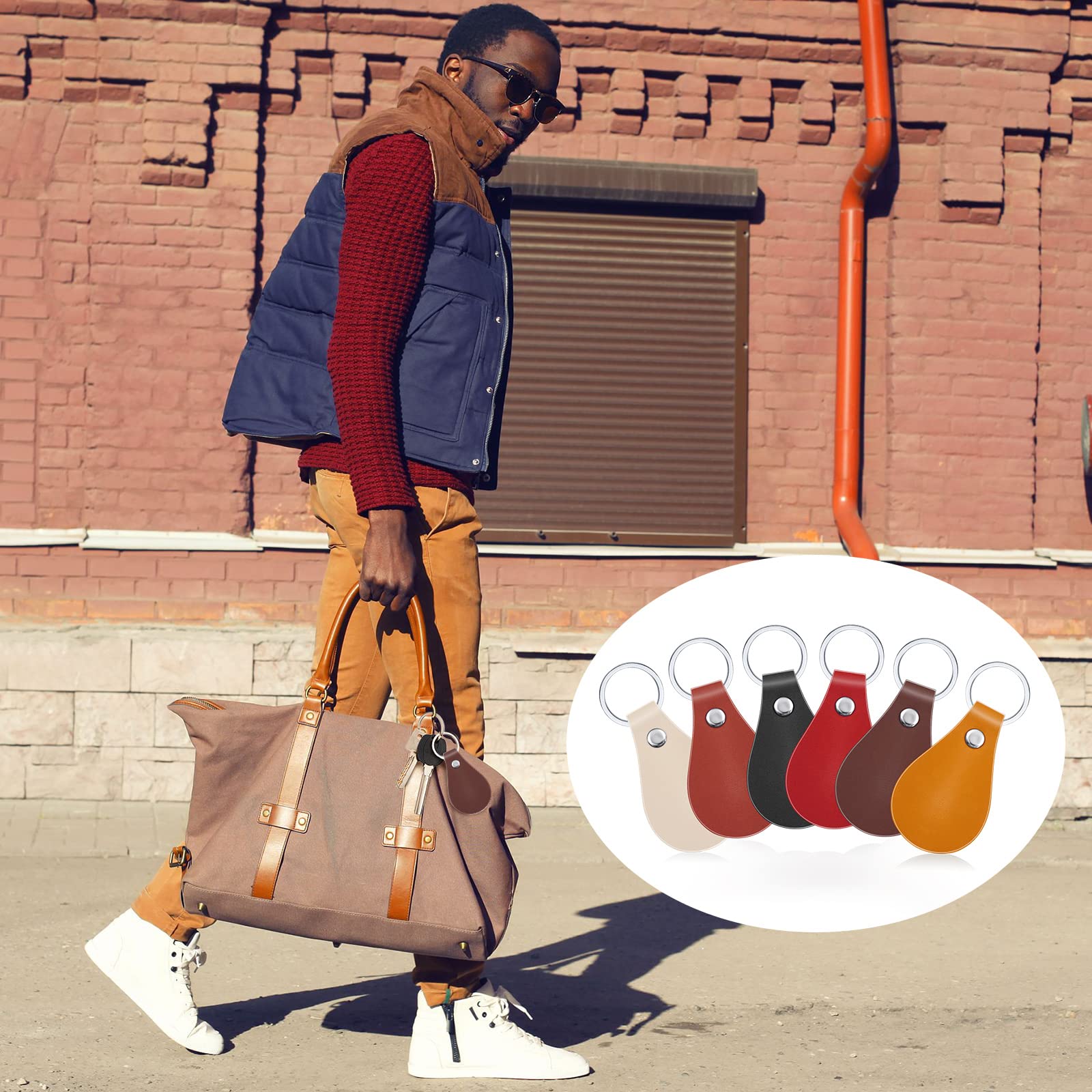 Taiyin 30 Pcs Leather Key Fob Kit for DIY Craft PU Blanks with Rivets and Key Ring for Laser Engraving Keychain(Multi Colors)