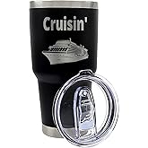Premium 30 oz Cruise Ship Tumbler with Slider Lid - Black Stainless Steel, Insulated Travel Tumbler for Cruise Lovers, Keeps Drinks Hot/Cold, Perfect Souvenir or Gift for Cruise Enthusiasts